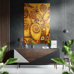 Klimt'In Hayat Ağacı Fırçalı Metalik Alu-Dibond.