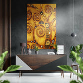 Klimt'In Hayat Ağacı Fırçalı Metalik Alu-Dibond.