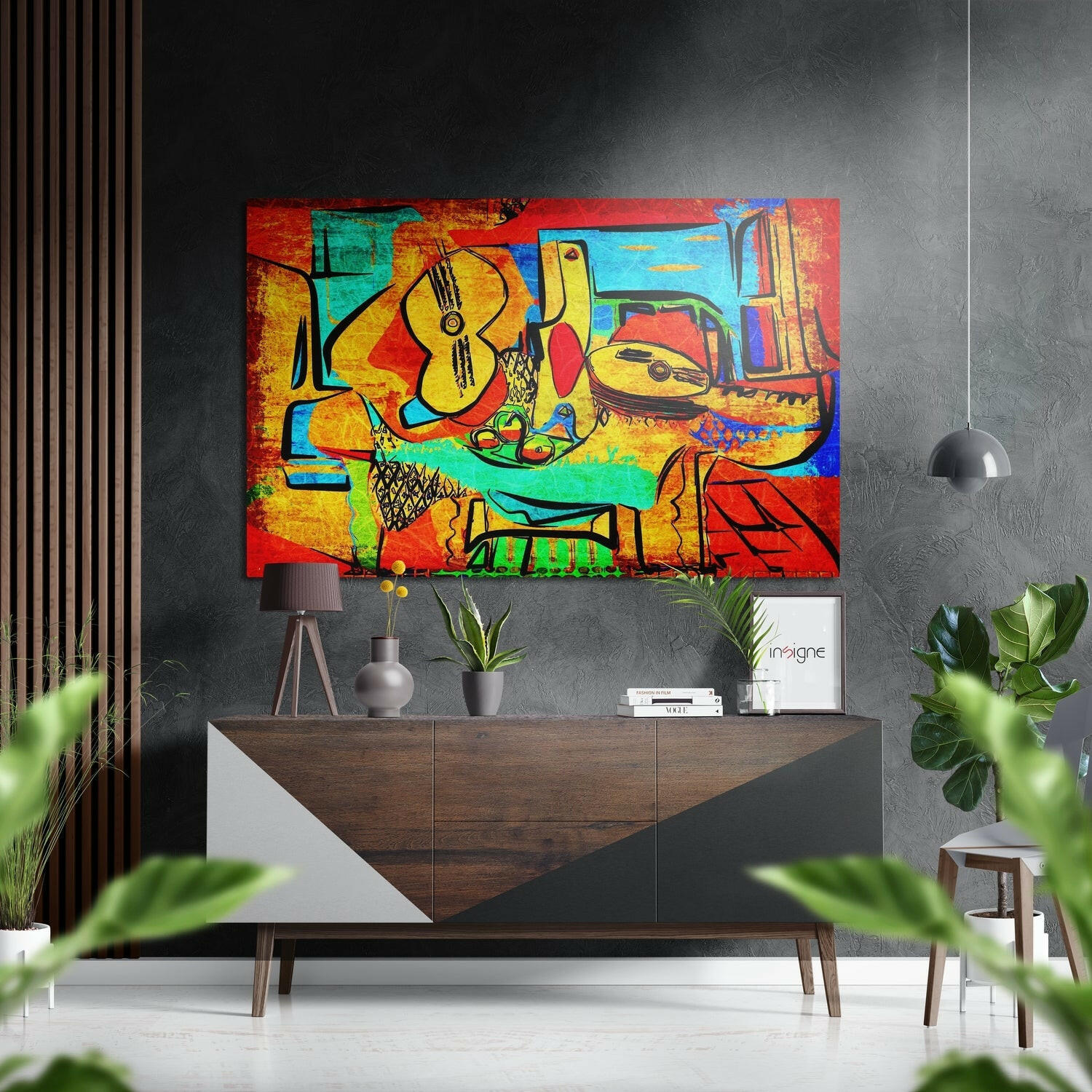 Picasso Stili Fırçalı Metalik Alu-Dibond