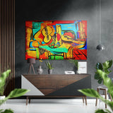Picasso Stili Fırçalı Metalik Alu-Dibond.