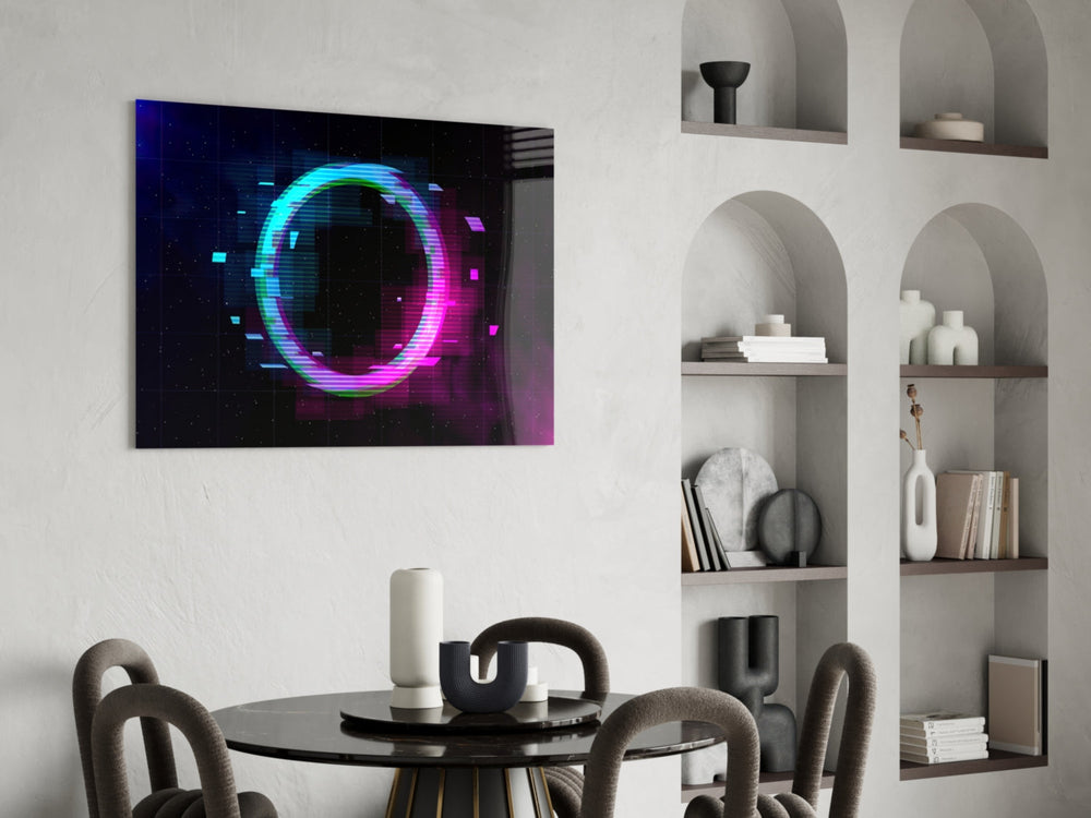 Neon Çemberi Cam Tablo