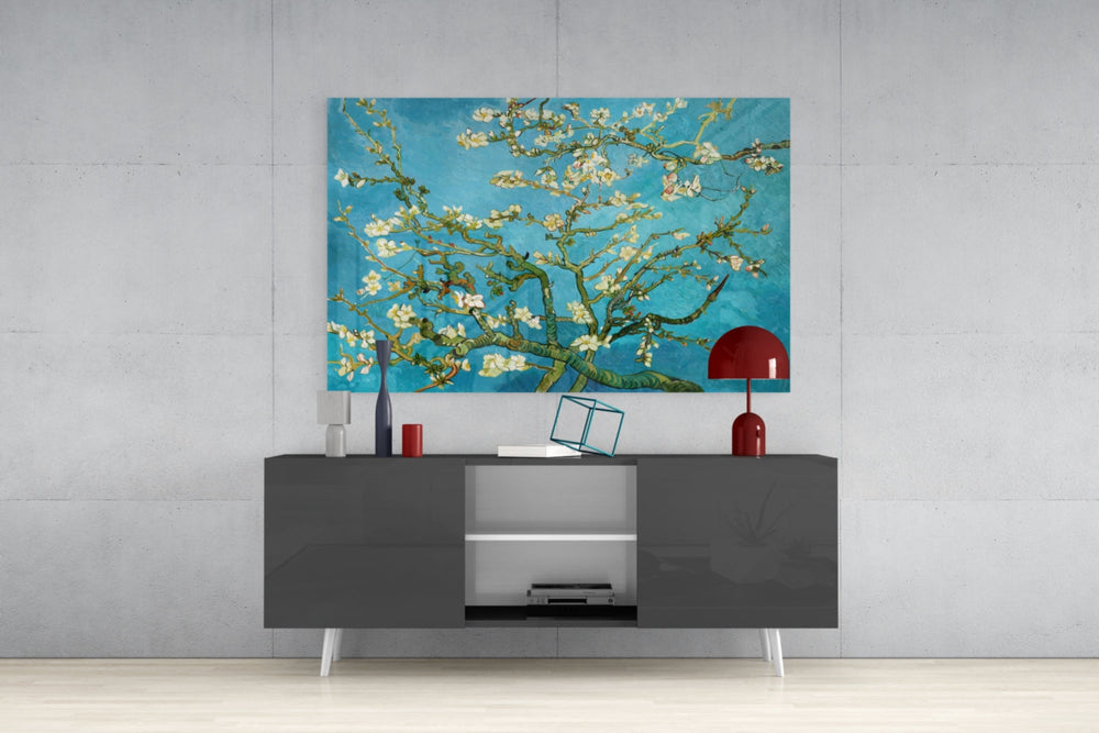 Beyaz Çiçekler Cam Tablo