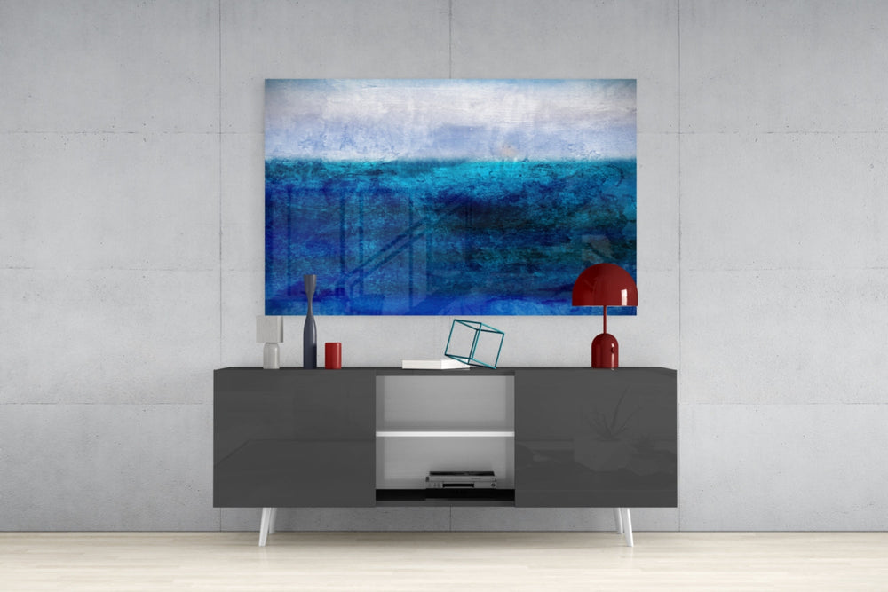 Mavi Ton Cam Tablo