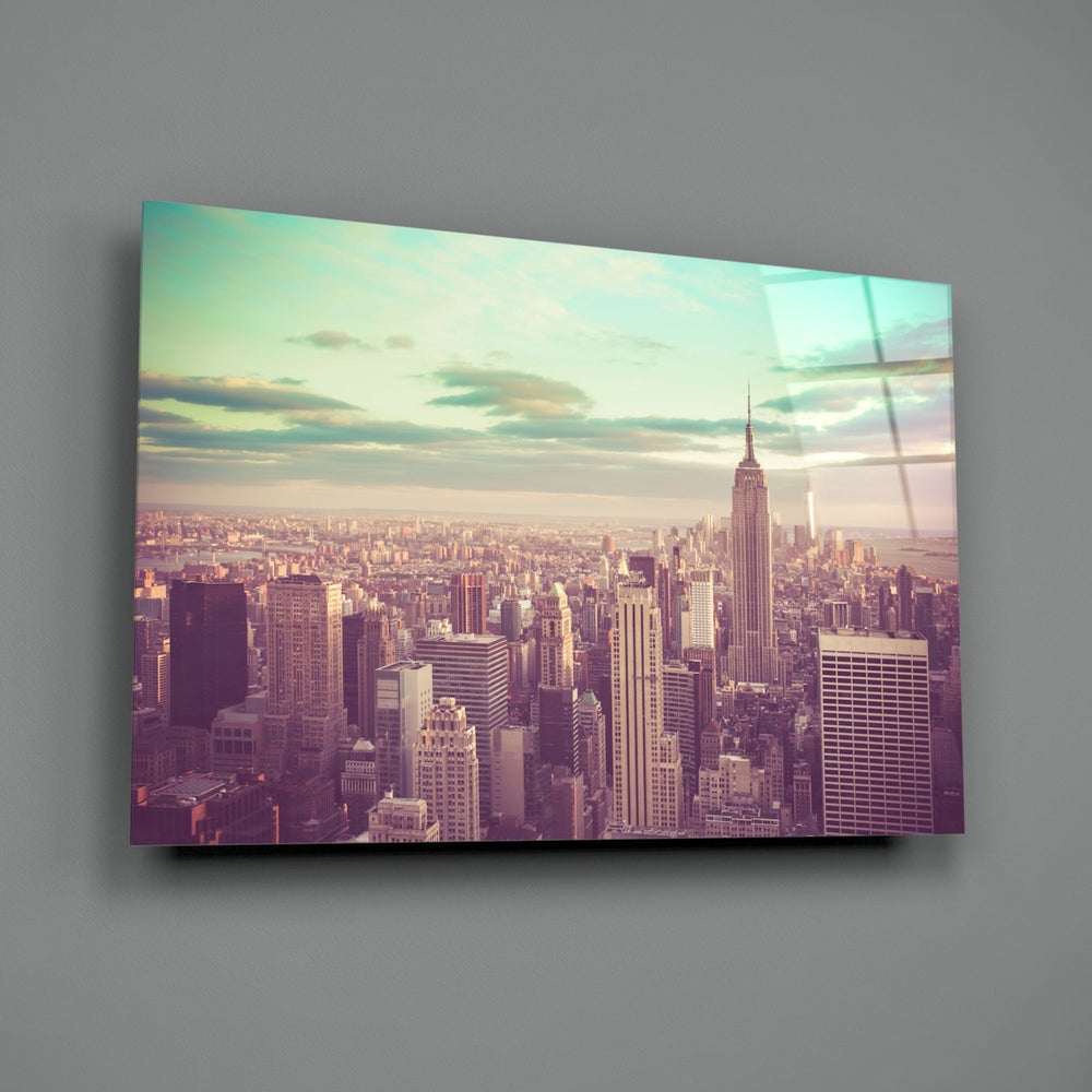 New York Şehri Cam Tablo