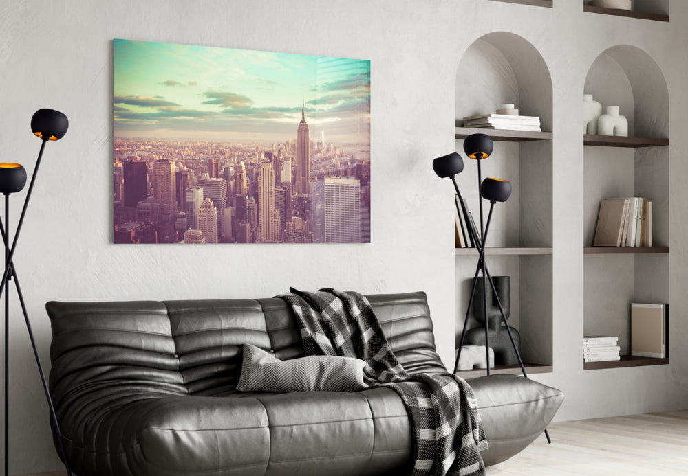 New York Şehri Cam Tablo