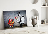 Süper Mario Cam Sanatı Cam Tablo