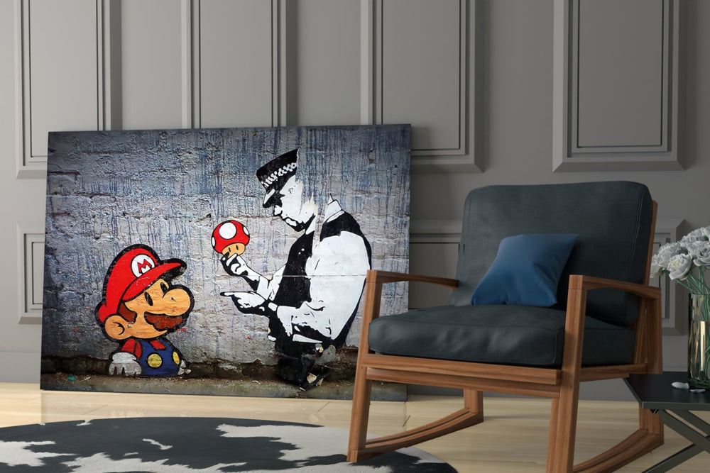 Süper Mario Cam Sanatı Cam Tablo