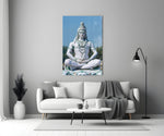 Meditasyonda Şiva Cam Tablo
