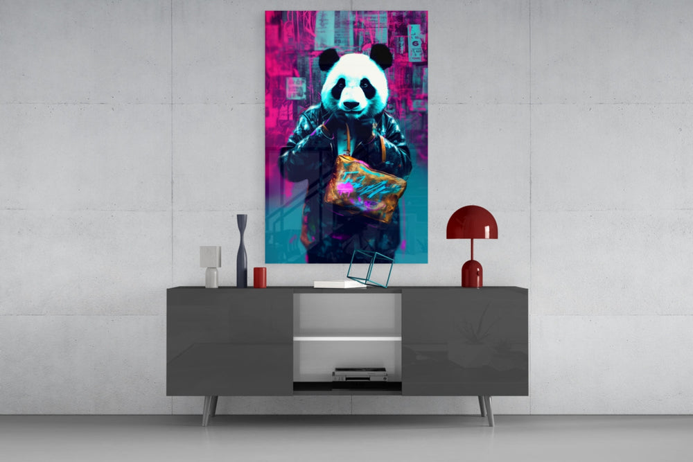 Alışverişçi Panda Cam Tablo || Tasarımcı Koleksiyonu