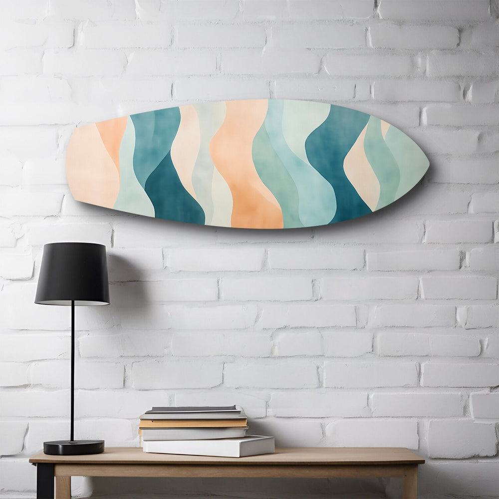 Pastel Boho Dalga Soyut Cam Tablo.