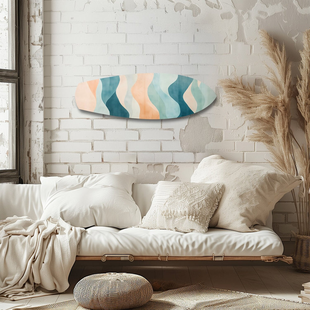 Pastel Boho Dalga Soyut Cam Tablo.