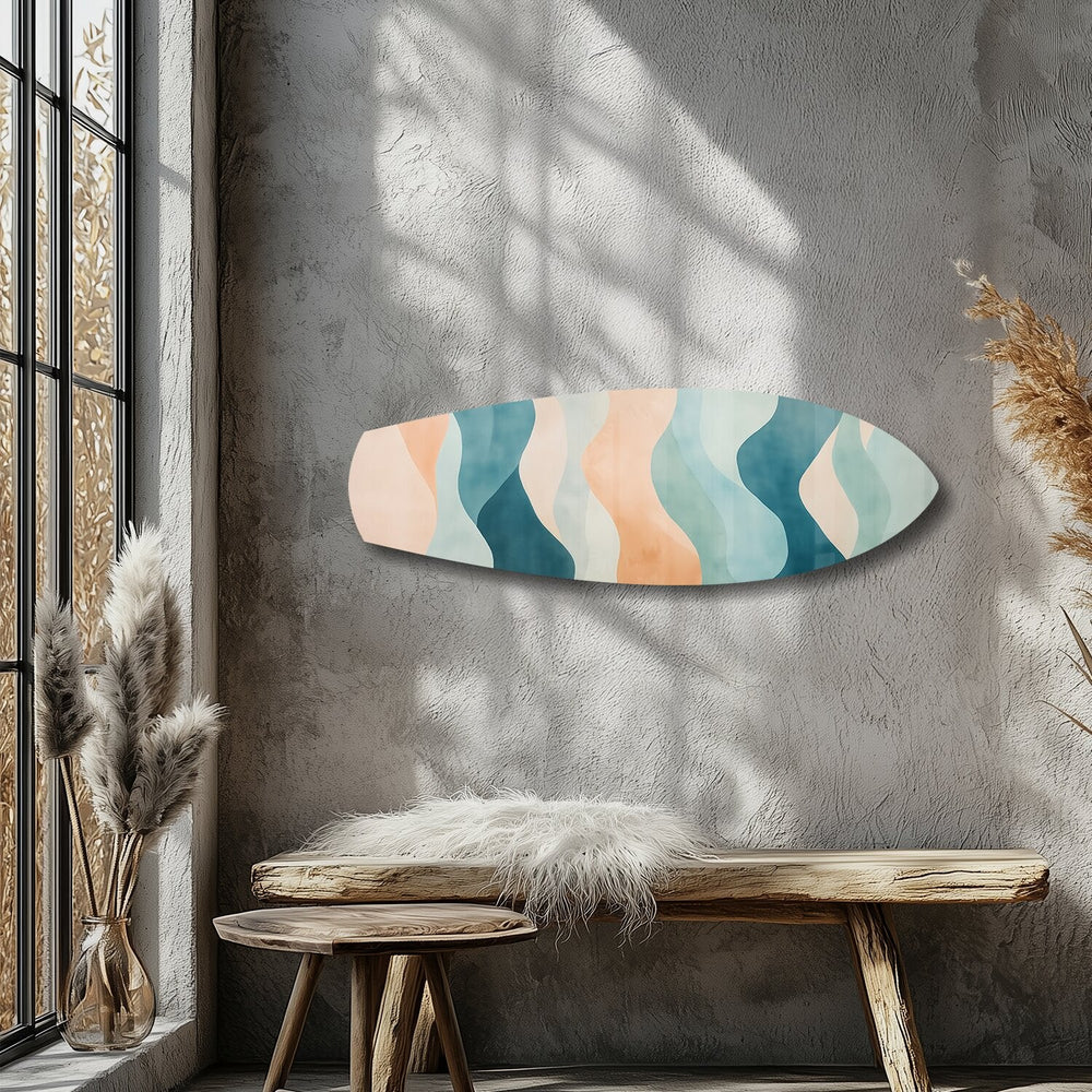 Pastel Boho Dalga Soyut Cam Tablo.