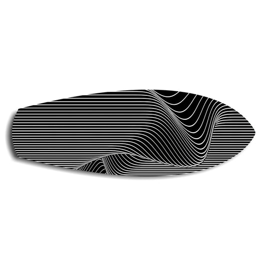 Siyah Beyaz Op Art Çizgi Cam Tablo.