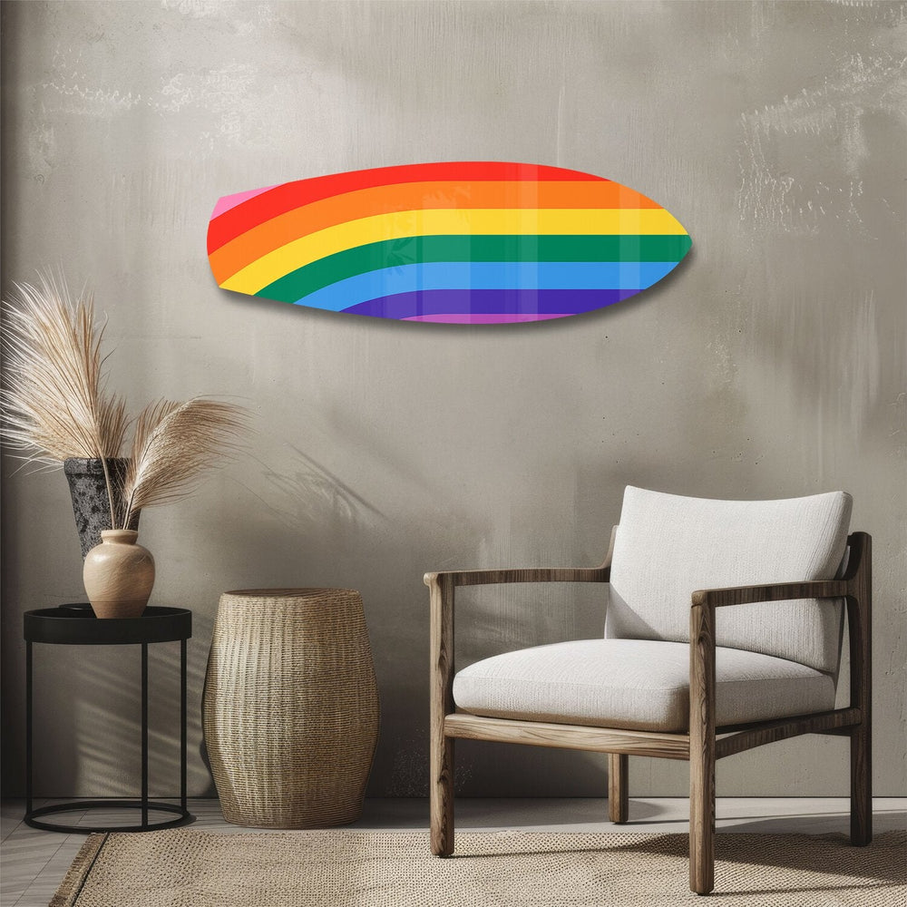 Gökkuşağı Pride Çizgi Cam Tablo.