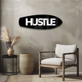 Hustle Tipografi Motivasyon Cam Tablo.