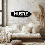 Hustle Tipografi Motivasyon Cam Tablo.
