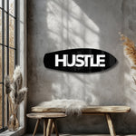 Hustle Tipografi Motivasyon Cam Tablo.