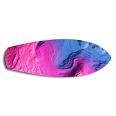 Pembe Mavi Topografik Dalga Soyut Cam Tablo.