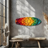 Gökkuşağı Katmanlı Yapraklar Soyut Cam Tablo.