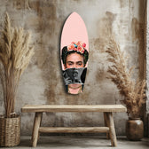 Çiçek Taçlı Kadın Sürreal Temperli Cam Tablo.