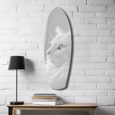Beyaz Kedi Profili Minimal Cam Tablo.