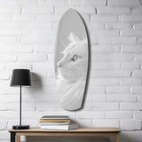 Beyaz Kedi Profili Minimal Cam Tablo.
