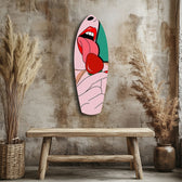 Pop Art Dudaklar Çilekli Dil Cam Tablo.