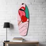 Pop Art Dudaklar Çilekli Dil Cam Tablo.