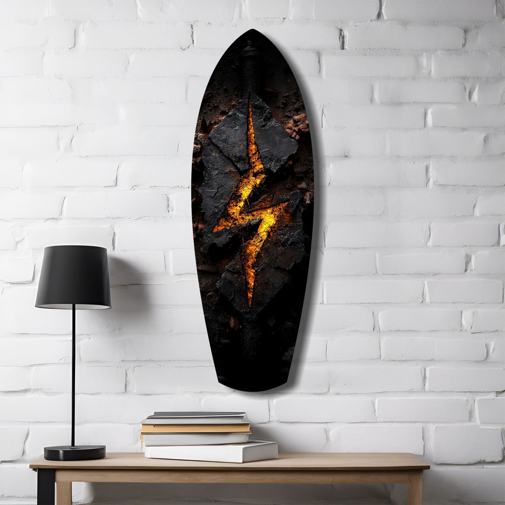 Şimşek Yanan Taş Parlama Cam Tablo.