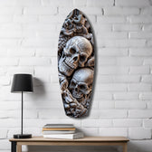 Kafatası Yığını Yılan Gotik Memento Mori Cam Tablo.