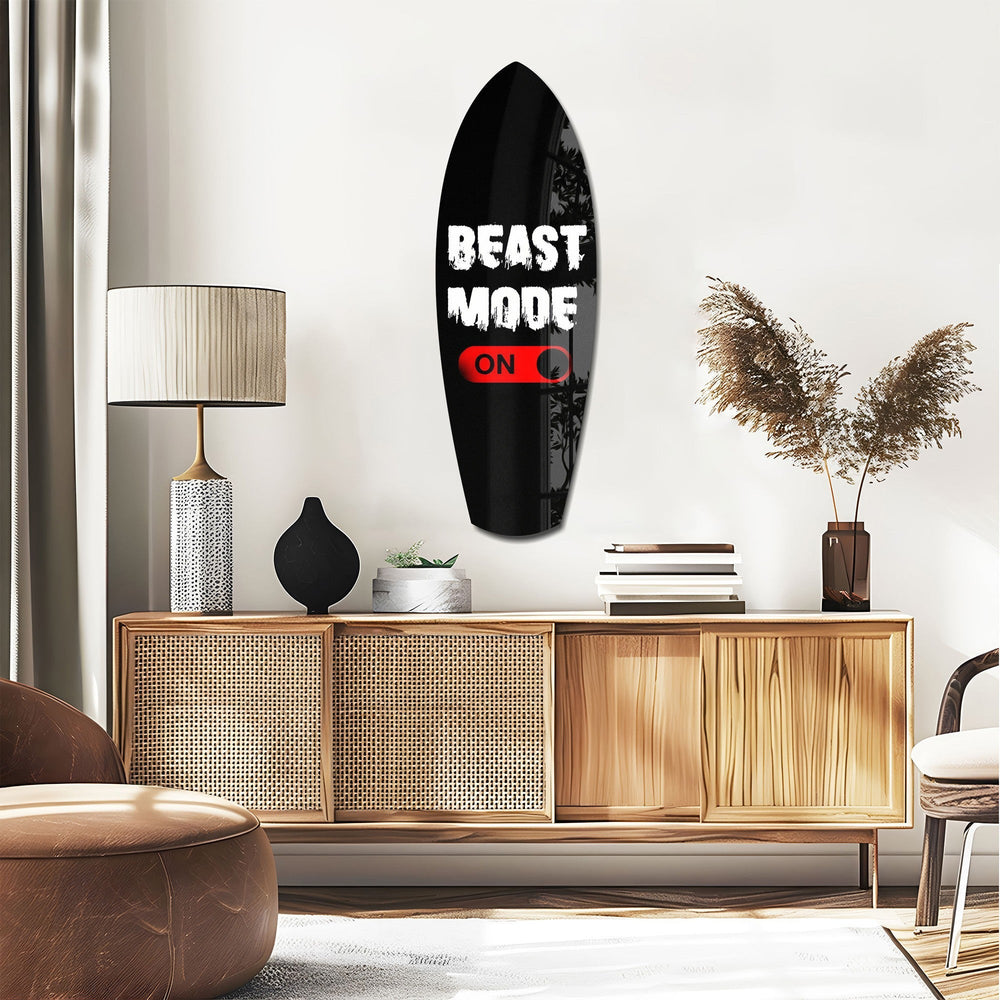 Beast Mode On Anahtar Motivasyon Cam Tablo.