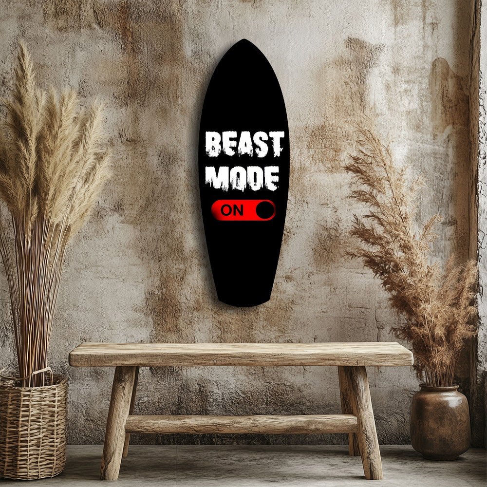 Beast Mode On Anahtar Motivasyon Cam Tablo.