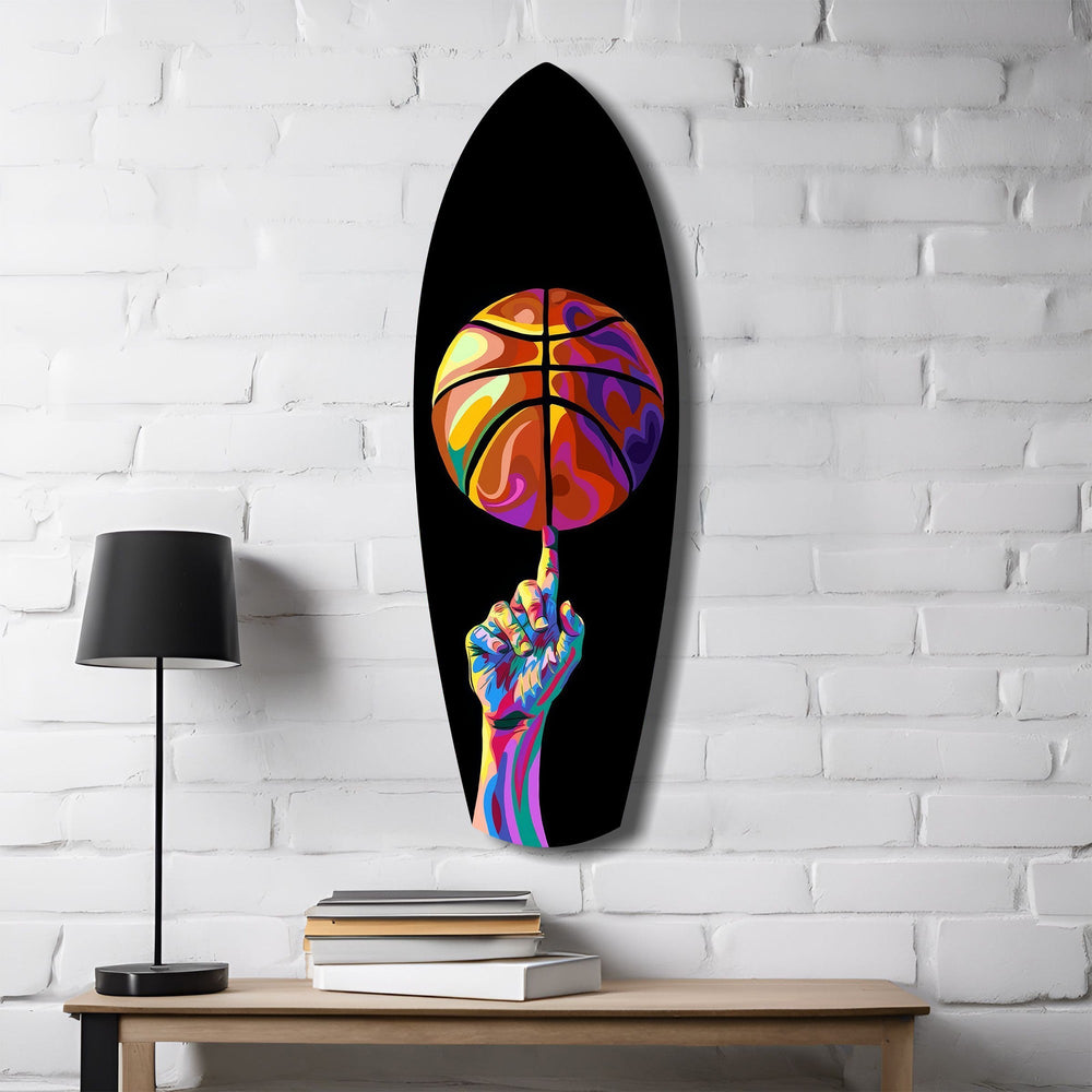Pop Art Basketbol Topu Renkli Cam Tablo.