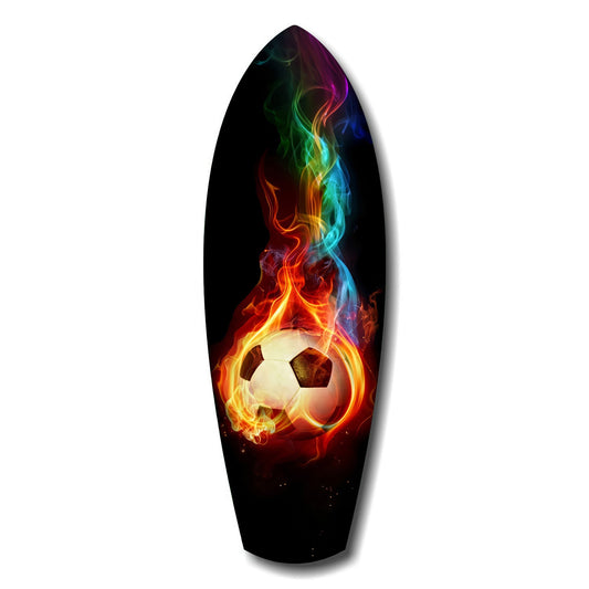 Alevli Futbol Topu Gökkuşağı Duman Cam Tablo.