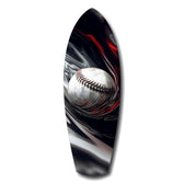 Beyzbol Topu Sıvı Sarmal Siyah Kırmızı Cam Tablo.