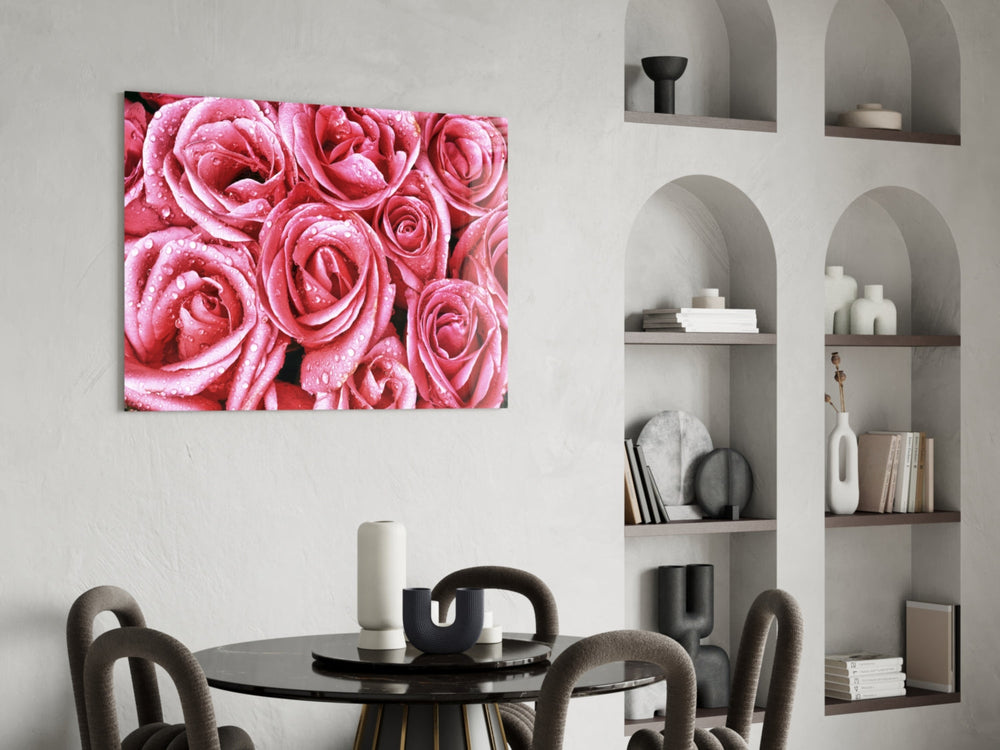 Pembe Gül Cam Tablo