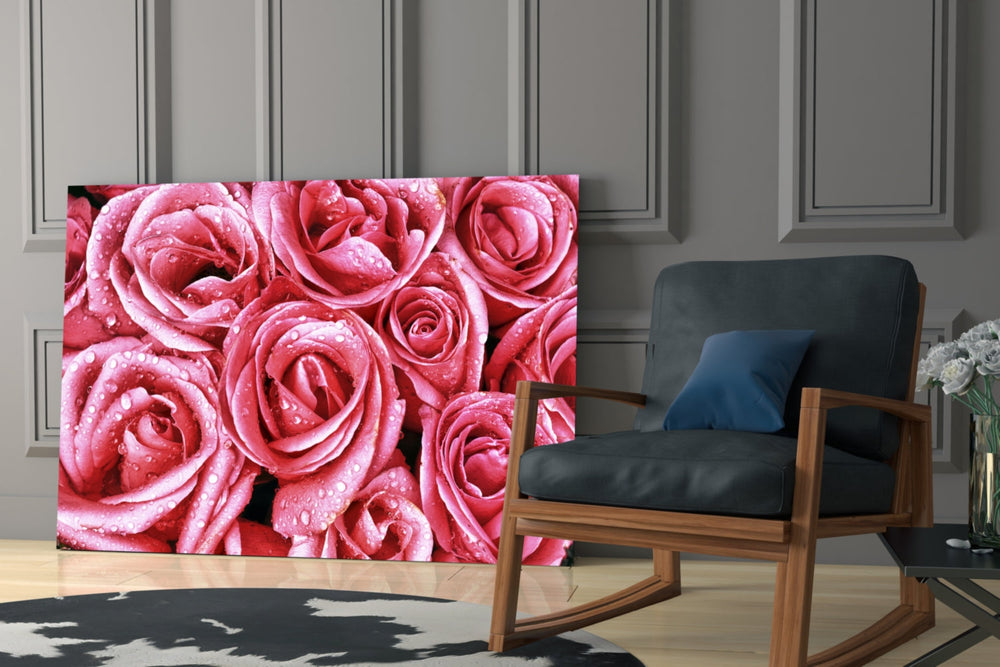 Pembe Gül Cam Tablo