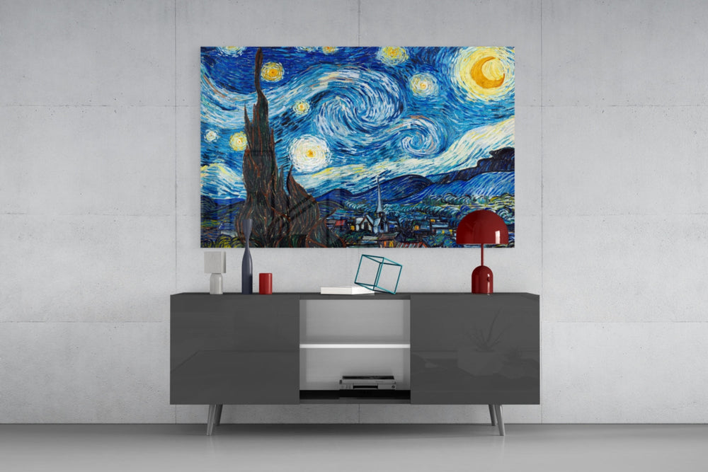 Van Gogh Yıldızlı Gece Cam Tablo