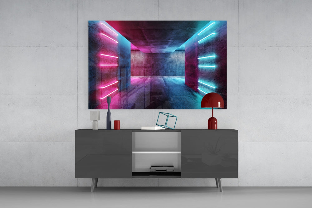 Neon Işıklar Cam Tablo