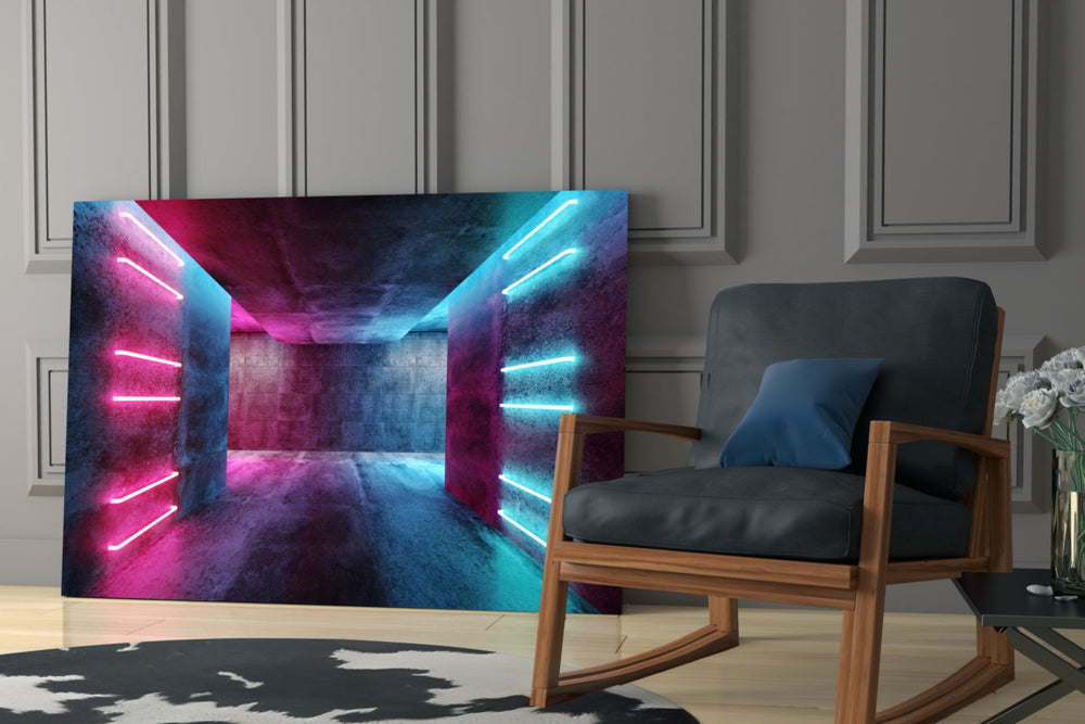 Neon Işıklar Cam Tablo