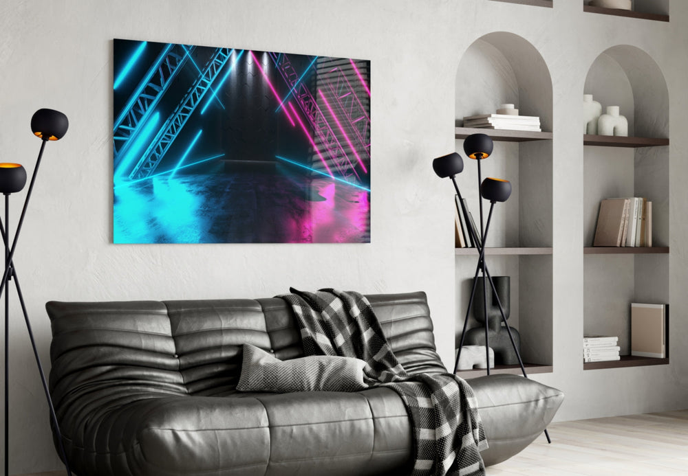 Neon Işıklar Cam Tablo