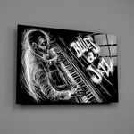 Caz Blues Müziği Cam Tablo