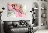 Pembe Mermer Desen Cam Tablo