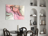 Pembe Mermer Desen Cam Tablo