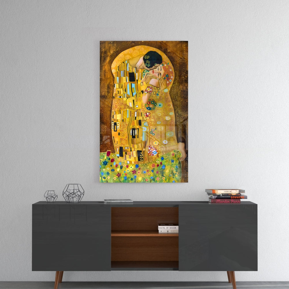 Gustav Klimt "Öpücük" Cam Tablo