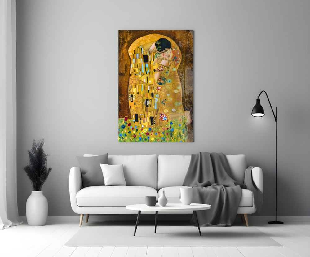 Gustav Klimt "Öpücük" Cam Tablo