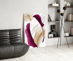 Bordo Yapraklar Cam Tablo