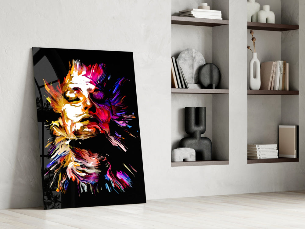Soyut Portre Cam Tablo
