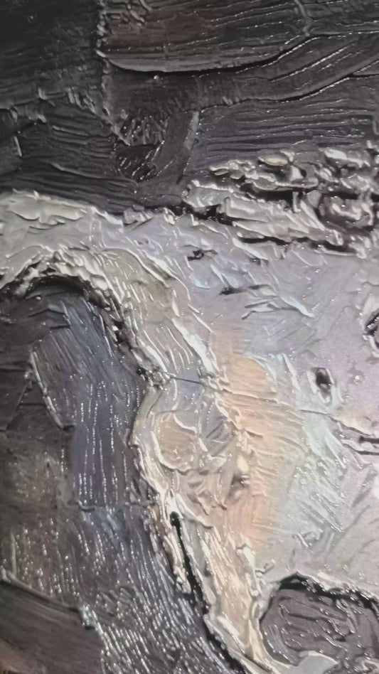 Titanium Terra Impasto — 3D Kabartmalı Premium Duvar Sanatı