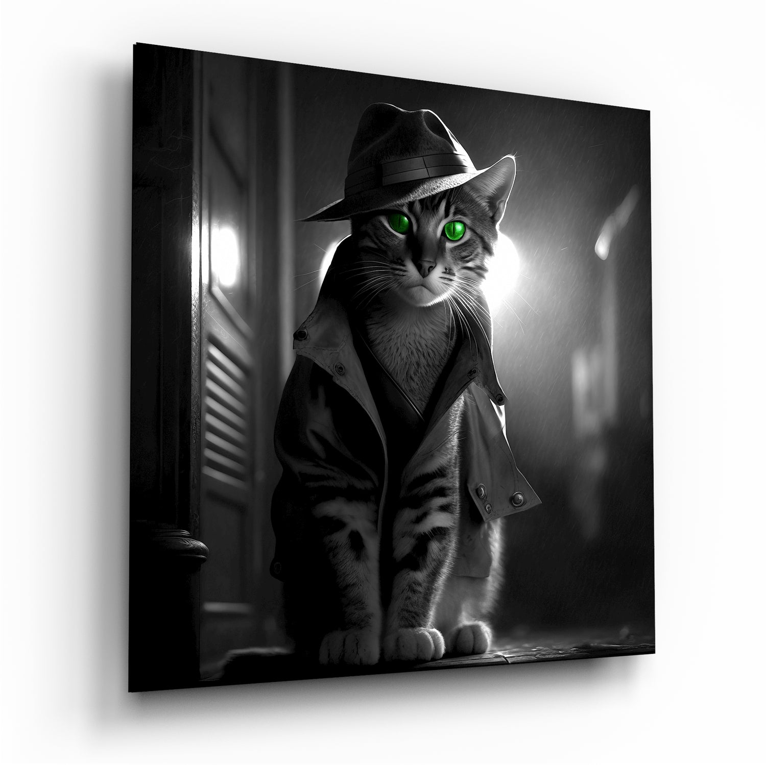 Kedi Gözlemcisi Cam Tablo.